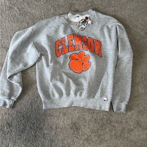 Russell Athletic Gray Sweatshirt with Orange and Purple Clemson Design